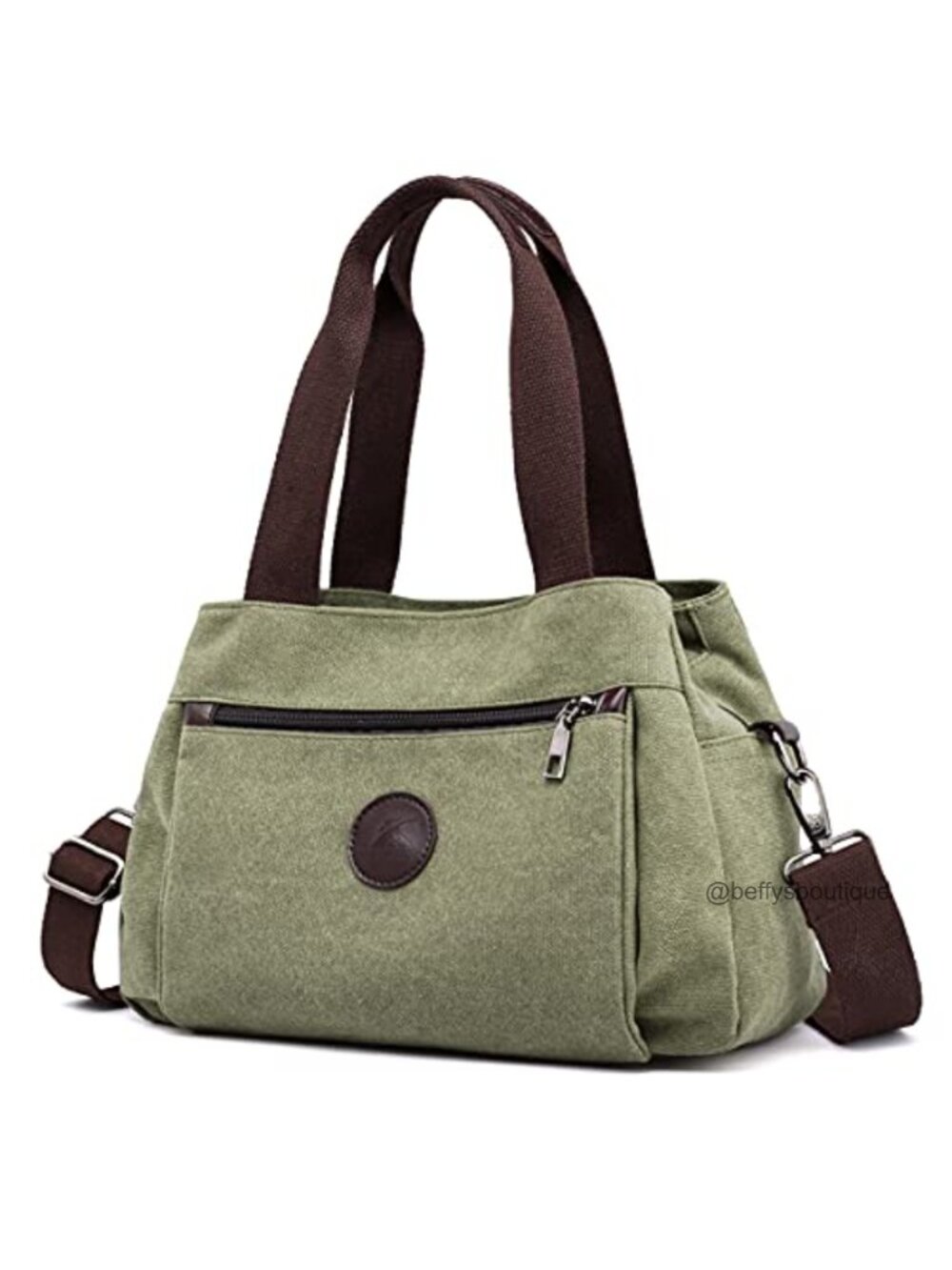 Canvas Hobo Crossbody Bag Multi Compartment Adjustable Strap